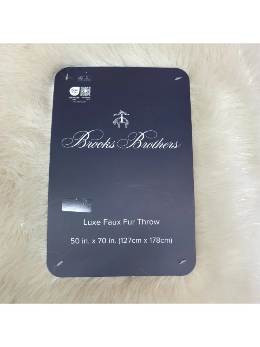 Brooks Brothers Luxe Faux Fur Throw In Beige With Sparkling Strands Cozy
